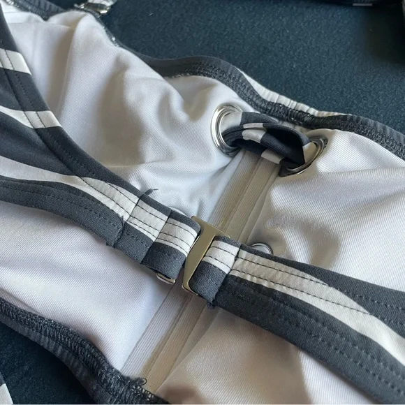 Micheal Kors Striped Gray and White Bikini Set - Picture 7 of 10